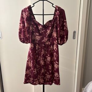 SHEIN Burgundy Floral Mini Dress